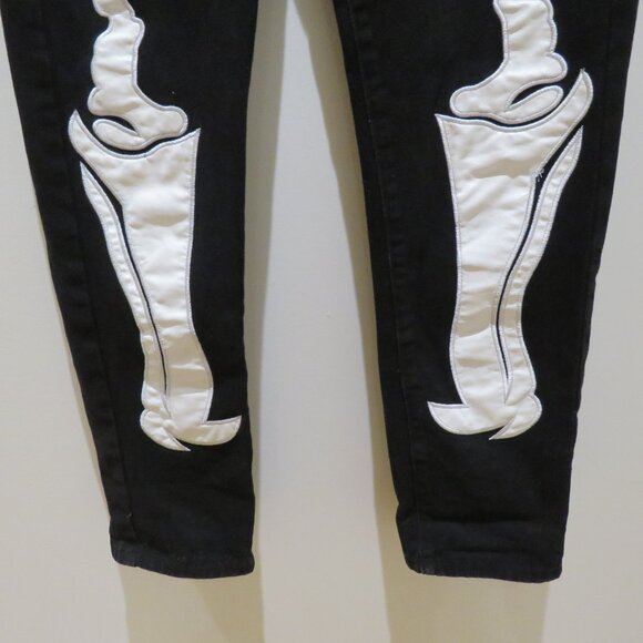 KOLLYY Glass Bones Skeleton Jeans in Black Goth Punk Alt Grunge - Size S - Picture 9 of 13